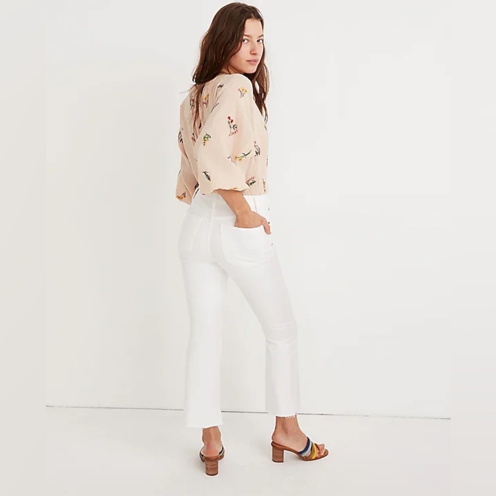Madewell Cali-Demi Boot High-Rise Cropped White Jeans Size 25